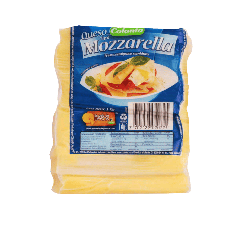 Queso Tipo Mozzarella Colanta Tajado X 1.000 g